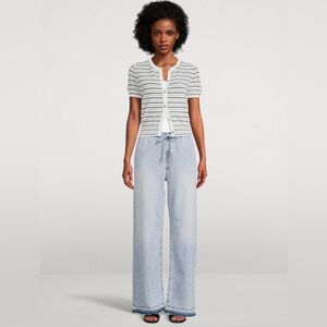 RAG & BONE NWT $355 Featherweight Logan Wide-Leg Beach Jeans Size L Drawstring